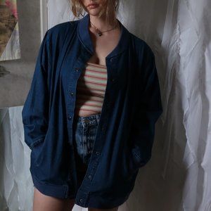 Vintage Blair Denim Baseball Jacket Snap Button Closure 2X
